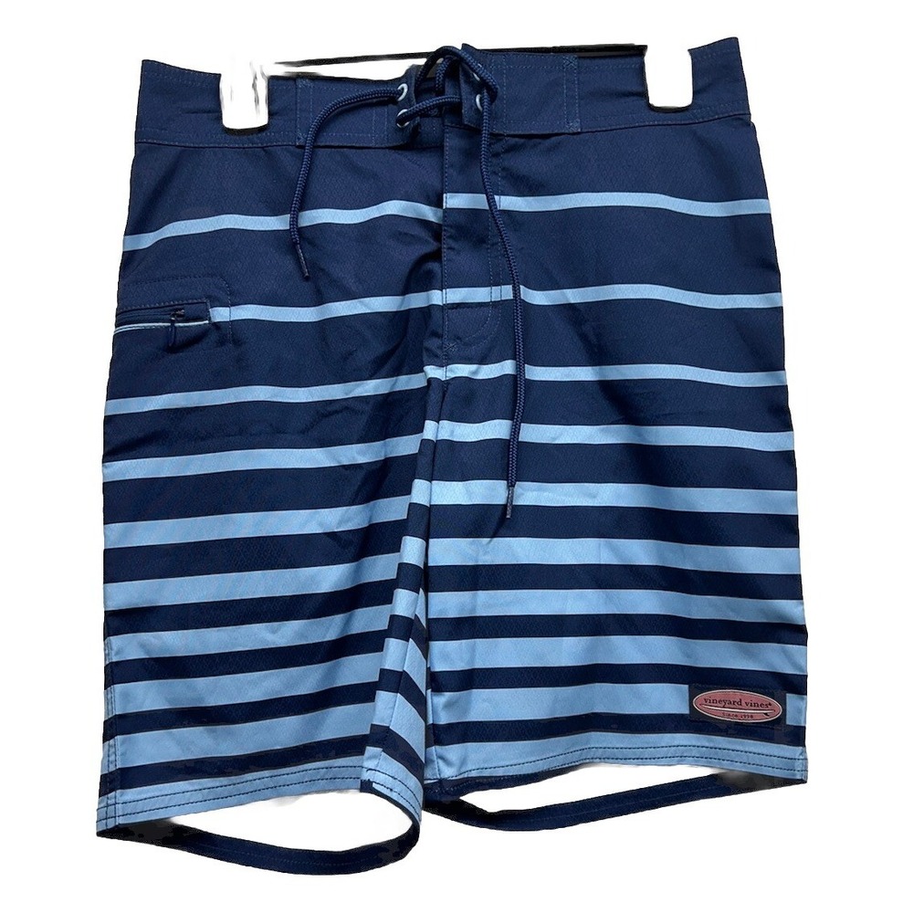 Vineyard Vines Mens Size 28 Blue Windward Stripe Board Short Swim Trunks New